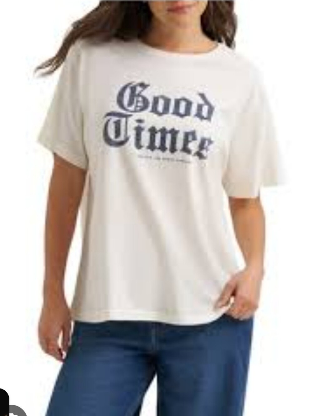 Lee Cream Short Sleeve Graphic Tee with Navy "Good Times" Print